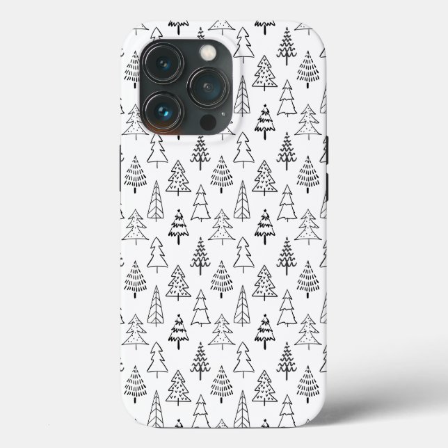 Weihnachtsbaumen Schwarz-Weiß-Muster Case-Mate iPhone Hülle (Rückseite)