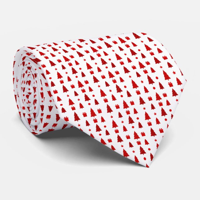 Weihnachtsbaumen und Geschenke Muster Neck Tie Krawatte (Gerollt)