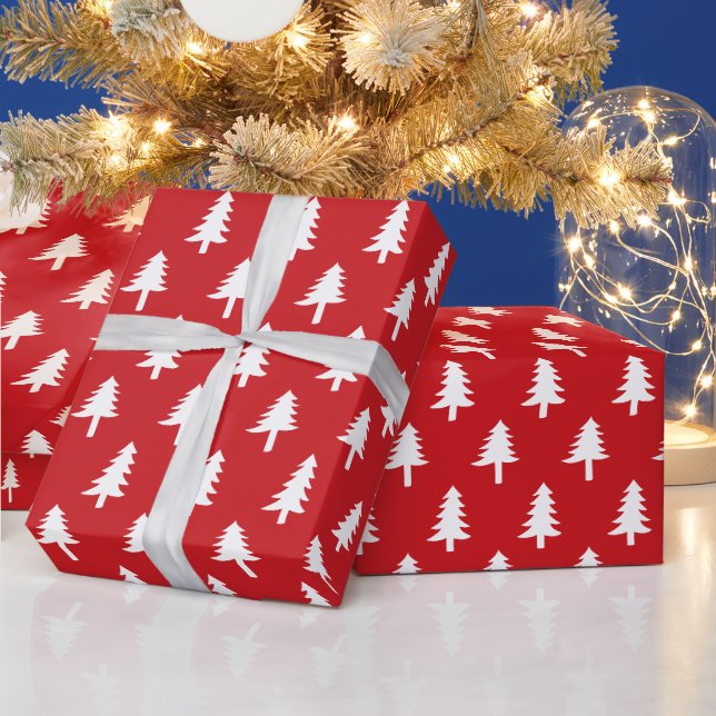 Weihnachtsbaumen | Urlaubspapier in Rot Geschenkpapier (Feiertage)