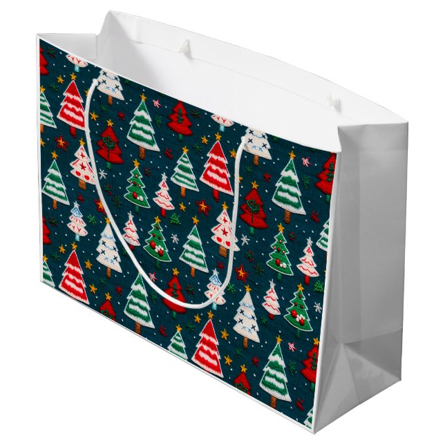 Weihnachtsbaumen Weihnachtsfeiertag Große Geschenktüte (Rückseite Schrägansicht)