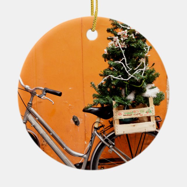 Weihnachtsbaumfahrrad Keramikornament (Vorne)