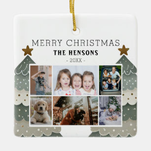 Weihnachtsbaumfamilie 6 FotoCollage Keramikornament