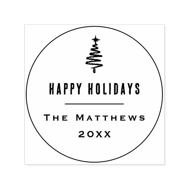 Weihnachtsbaumfamilie Minimalistisch glücklicher U Permastempel (Design)