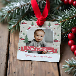 Weihnachtsbaumfarm Foto Keramik Ornament Aus Metall