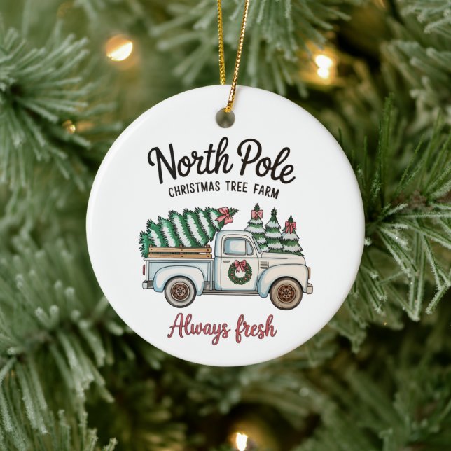 Weihnachtsbaumfarm North Pole Fresh LKW Keramik Ornament (Baum)