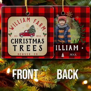 Weihnachtsbaumfarm Pine Trees Bauernstil Keramikornament