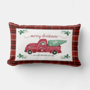 Weihnachtsbaumfarm Red Truck Kariert Lendenkissen