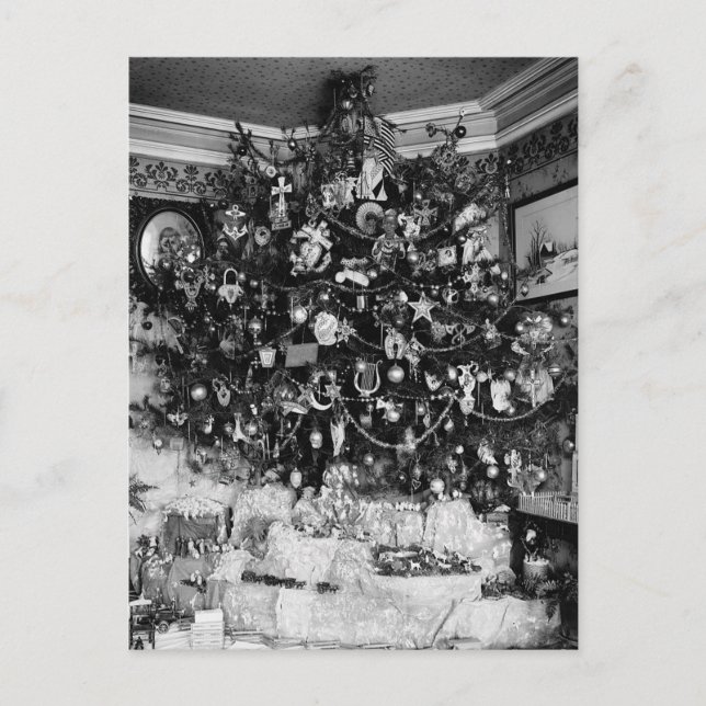 Weihnachtsbaumfotografie (1910) feiertagspostkarte (Vorderseite)