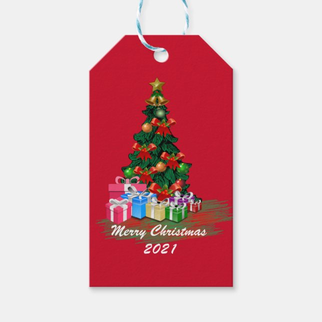Weihnachtsbaumgeschenk-Tag Geschenkanhänger (Vorderseite)