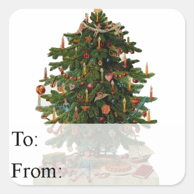 Weihnachtsbaumgeschenk Tag Quadratischer Aufkleber (Vorderseite)