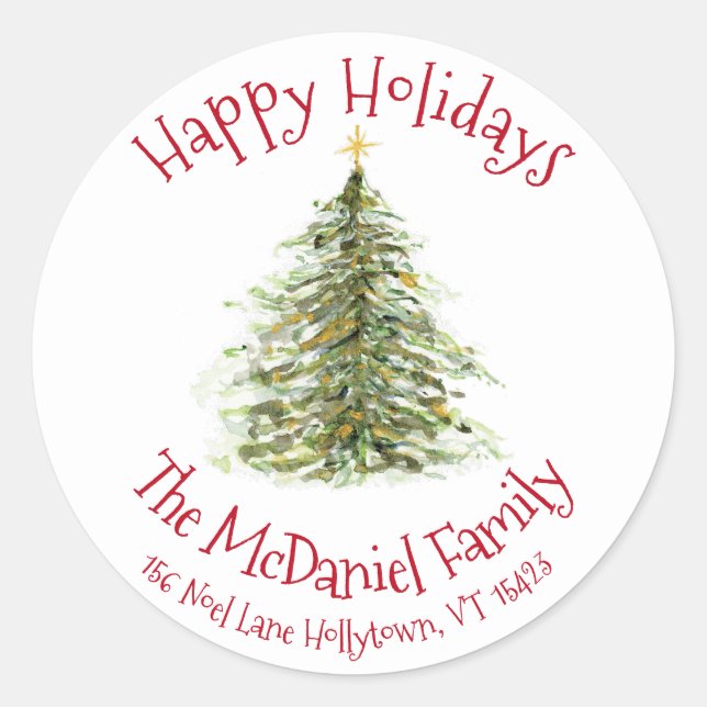 Weihnachtsbaumgeschenk-Tag Runder Aufkleber (Vorderseite)