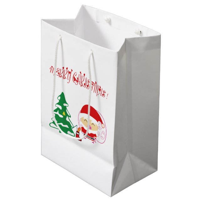 Weihnachtsbaumgeschenktaschen Mittlere Geschenktüte (Vorderseite Schrägansicht)