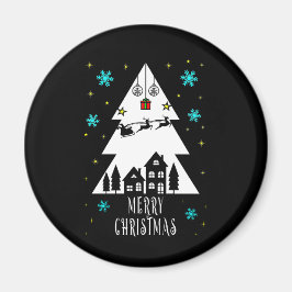 Weihnachtsbaumgestaltung mit Schlittenschwarz Magnet