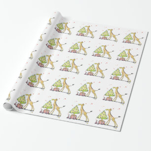 Weihnachtsbaumgiraffe Geschenkpapier