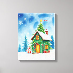 Weihnachtsbaumhaus Leinwanddruck