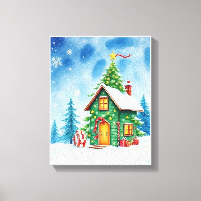 Weihnachtsbaumhaus Leinwanddruck (Vorderseite)