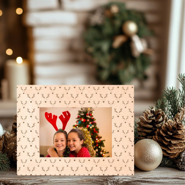 Weihnachtsbaumholz Geätzte Rahmen (Reindeer Christmas Etched Laser Frame)