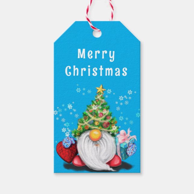 Weihnachtsbaumhut Gnome Geschenktasten Geschenkanhänger (Vorderseite)