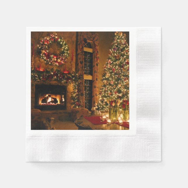 Weihnachtsbaumkamin Serviette (Vorderseite)