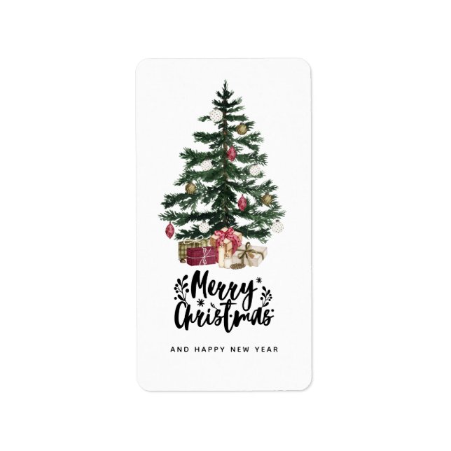 Weihnachtsbaumkarte Frohe Weihnachtsfeiertage Adressaufkleber (Vorne)