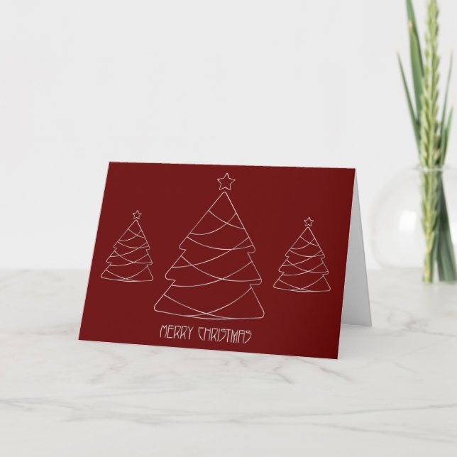 Weihnachtsbaumkarte für Silber und Rot Feiertagskarte (Vorderseite)