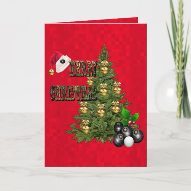 Weihnachtsbaumkarte von Red Lawn Bowls, Karte (Vorderseite)
