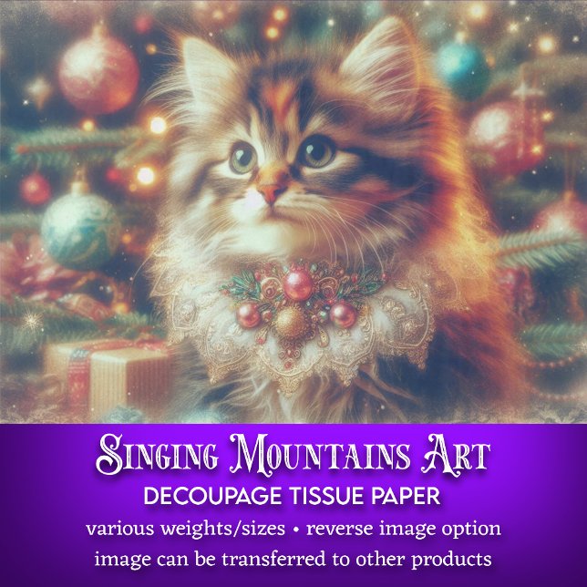 Weihnachtsbaumkatze Decoupage Seidenpapier (Von Creator hochgeladen)