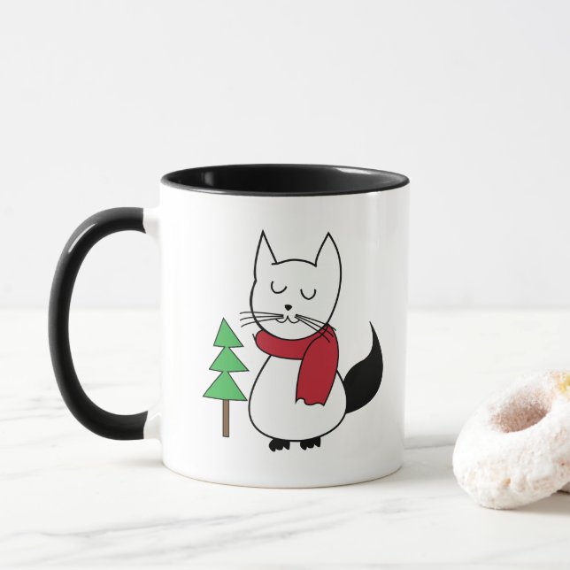 Weihnachtsbaumkatze Tasse (Mit Donut)