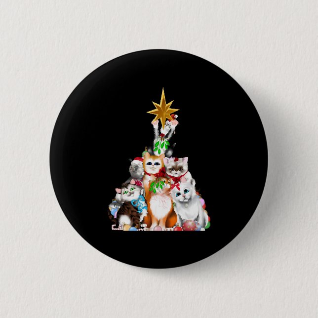 Weihnachtsbaumkatzen Button (Vorderseite)