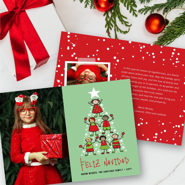 Weihnachtsbaumkids and Stars Foto Weihnachtskarte Einladung (Von Creator hochgeladen)