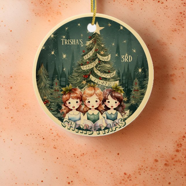 Weihnachtsbaumkinder singen Carolers Keramik Ornament (Von Creator hochgeladen)