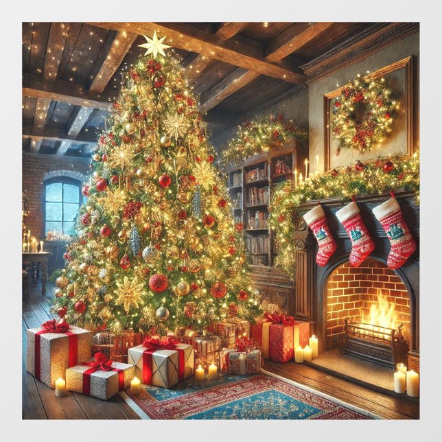 Weihnachtsbaumklammer Fensteraufkleber (Blatt)