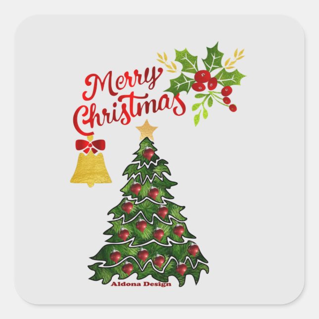 Weihnachtsbaumklammern Quadratischer Aufkleber (Vorderseite)