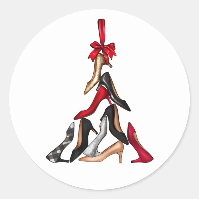 Weihnachtsbaumkleber mit hohen Absätzen Runder Aufkleber (Vorderseite)