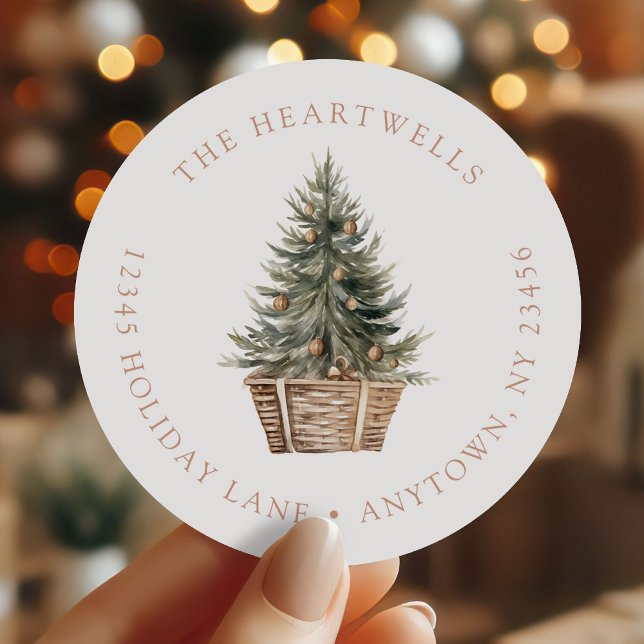 Weihnachtsbaumkörbe Rücksendeadresse Runder Aufkleber (Von Creator hochgeladen)