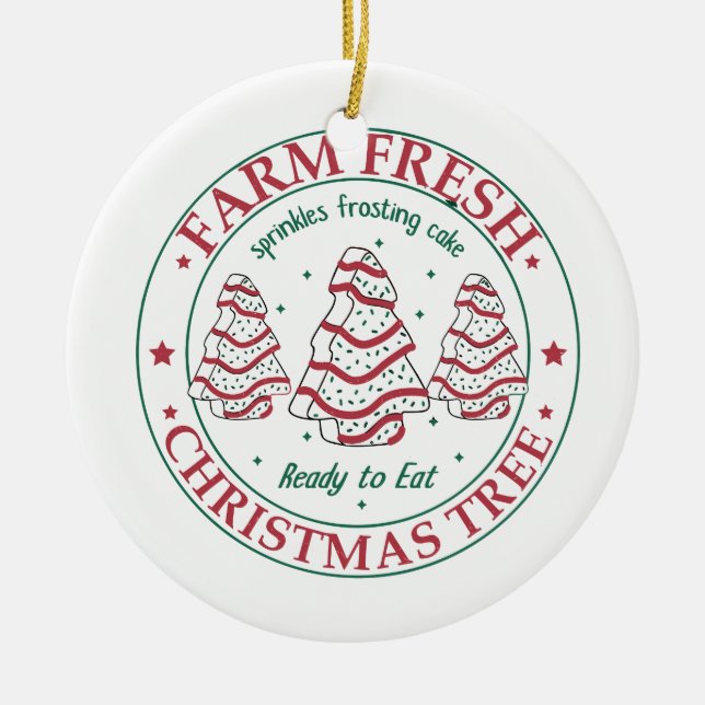 Weihnachtsbaumkuchen, Bauernhof Frische Weihnachts Keramik Ornament (Vorne)