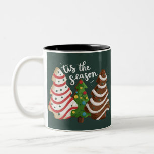 Weihnachtsbaumkuchen Die Saison ist da Xmas Ferien Zweifarbige Tasse