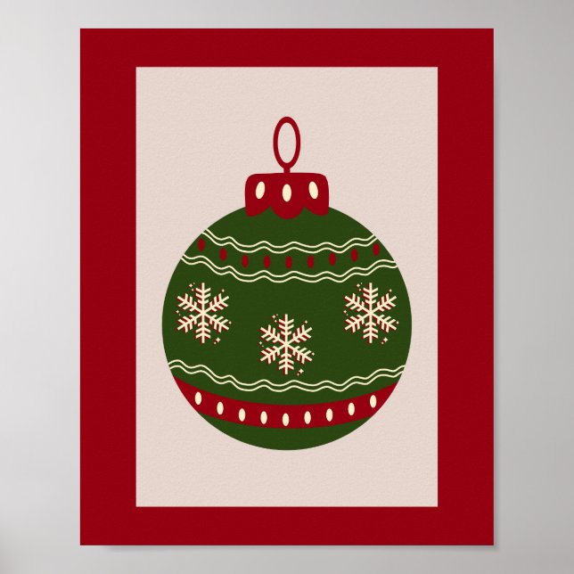 Weihnachtsbaumkugel Grün und Rot Poster (Vorne)