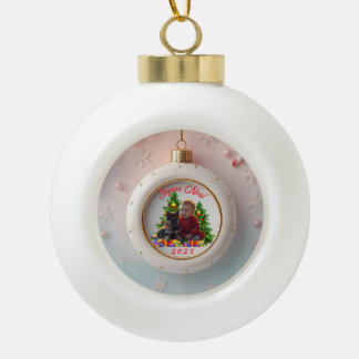 Weihnachtsbaumkugel Personalisiertes Familienfoto Keramik Kugel-Ornament