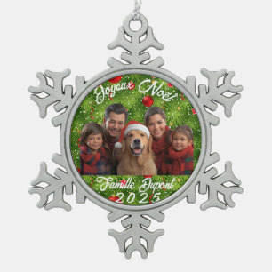 Weihnachtsbaumkugel Personalisiertes Familienfoto Schneeflocken Zinn-Ornament
