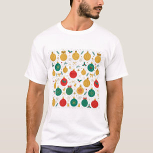 Weihnachtsbaumkugeln Gold Rot Muster T-Shirt