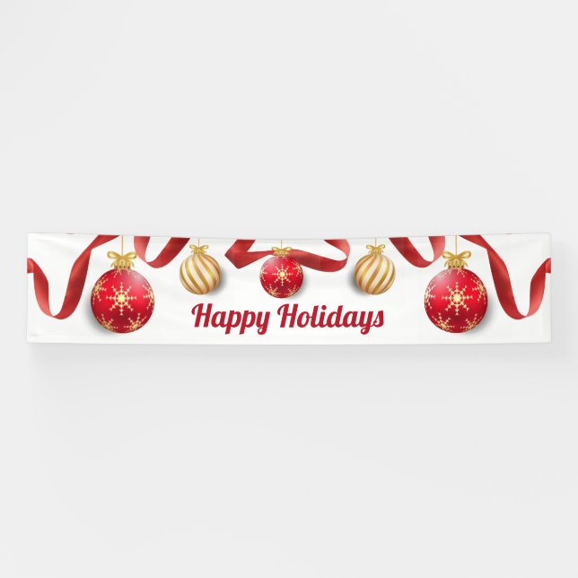 Weihnachtsbaumkugeln kärnen rotes Gold Banner (Horizontal)