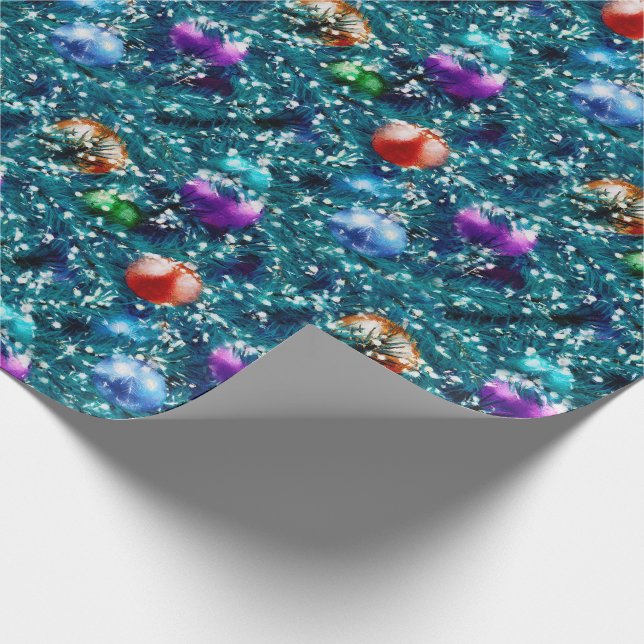 Weihnachtsbaumkugeln Muster Geschenkpapier (Ecke)