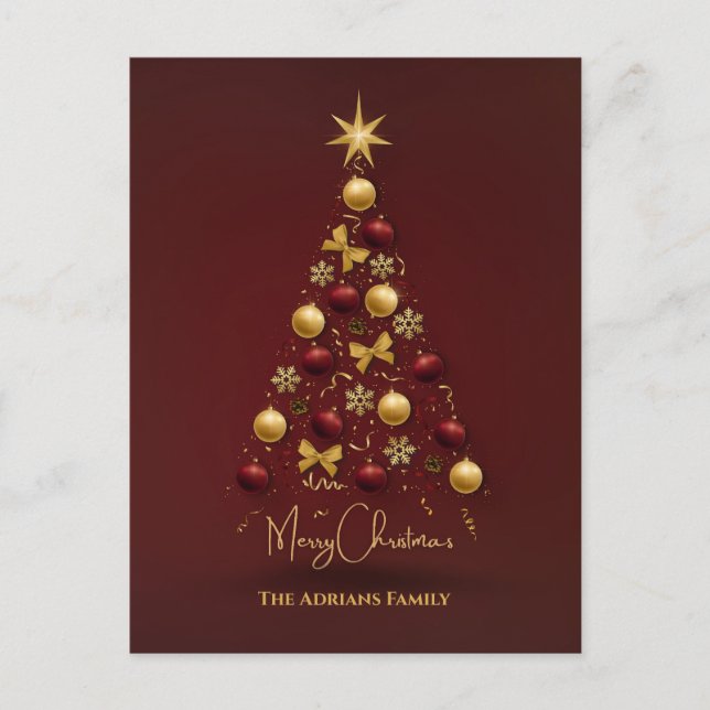 Weihnachtsbaumkugeln strahlen Lichter Feiertagspostkarte (Vorderseite)