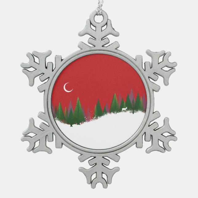 Weihnachtsbaumkunst Schneeflocken Zinn-Ornament (Vorderseite)