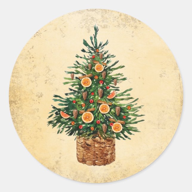 Weihnachtsbaumland Traditionell einfach Runder Aufkleber (Vorderseite)