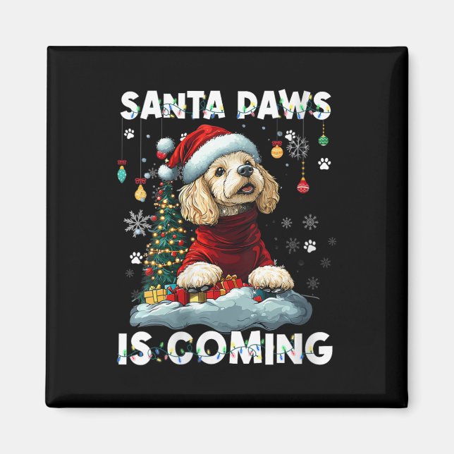 Weihnachtsbaumleuchten von Frauen in Poodle Magnet (Vorne)