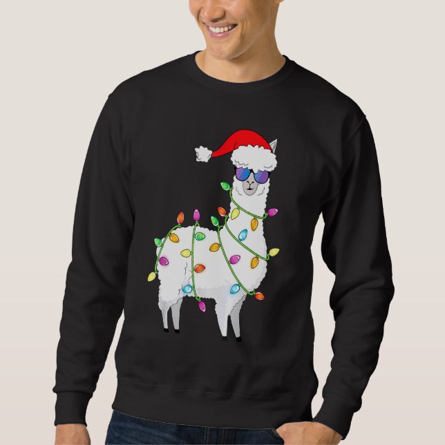 Weihnachtsbaumlichter Llama Xmas Sweatshirt (Vorderseite)