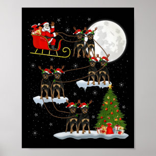 Weihnachtsbaumlichter Lustiger Santa Reitet Rottwe Poster