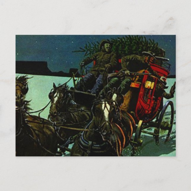Weihnachtsbaumlieferung Weststagecoach Feiertagspostkarte (Vorderseite)